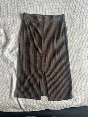 Wilfred Chocolate Brown Ribbed Midi Skirt